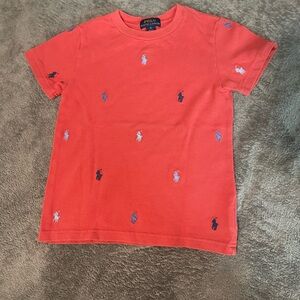 Polo by Ralph Lauren Kids Coral T-Shirt with Embroidered Logos